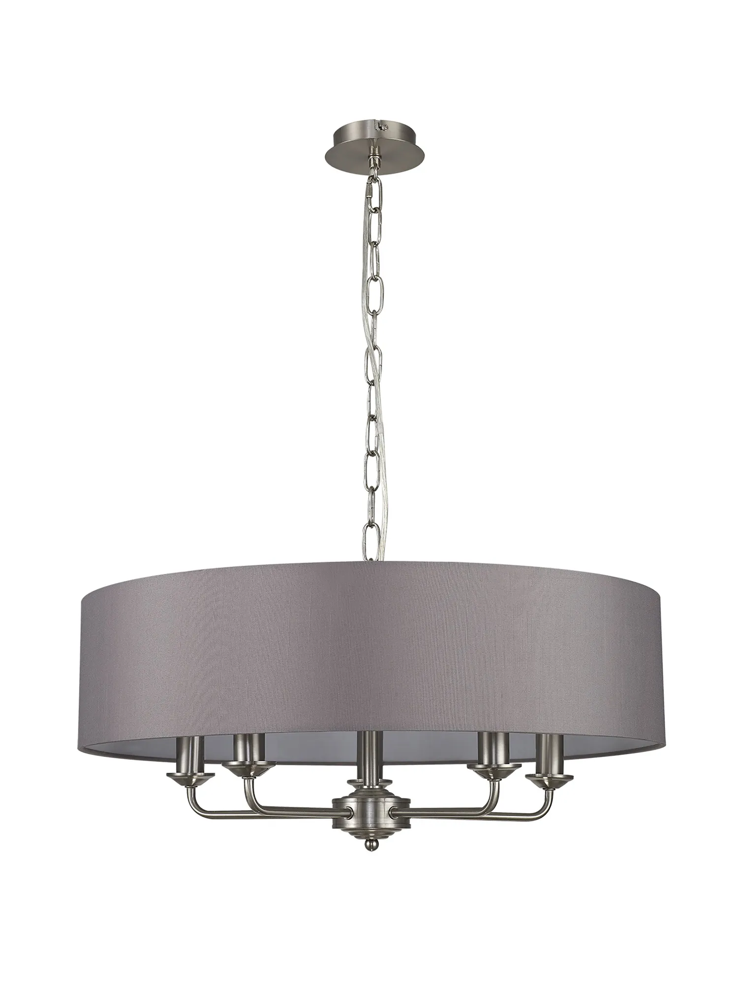 Banyan 60cm 5 Light Pendant Satin Nickel; Grey DK0057  Deco Banyan SN GR